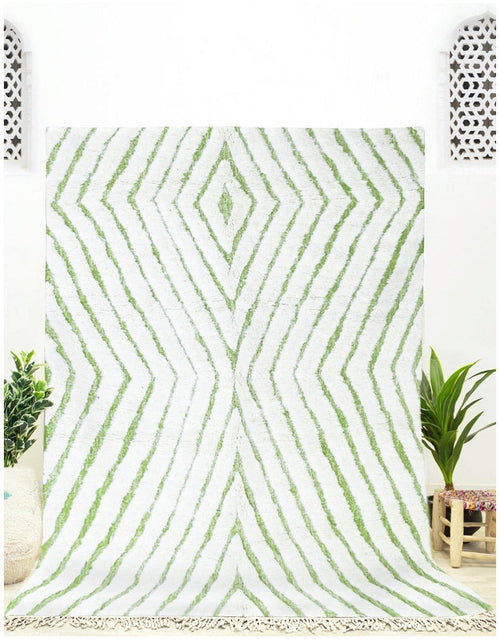 MyTindy Authentic Moroccan Wool White and Green Beni Mrirt Rug