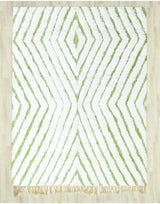 MyTindy Authentic Moroccan Wool White and Green Beni Mrirt Rug, view 2