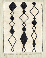 MyTindy Authentic Moroccan Wool White Cream and Black Beni Mrirt Rug, view 2
