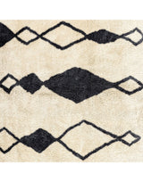 MyTindy Authentic Moroccan Wool White Cream and Black Beni Mrirt Rug, view 3