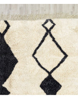 MyTindy Authentic Moroccan Wool White Cream and Black Beni Mrirt Rug, view 4