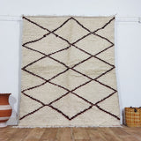 MyTindy Authentic White And Burgundy Moroccan Rug - Beni Ourain Rug 5x5 Ft, view 6