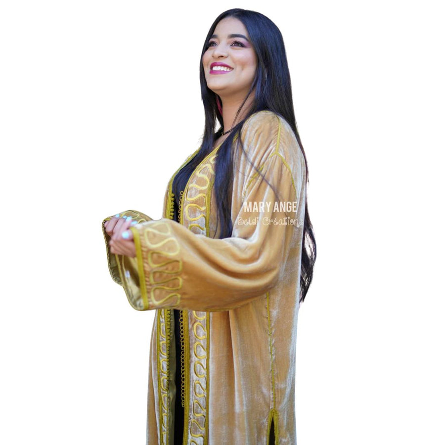 MyTindy AYA Gold Velvet Moroccan Kimono