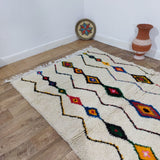 MyTindy Authentic Colorful Rug 5x8 Ft - Moroccan Wool Berber Carpet, view 6