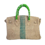 MyTindy 24H LALO Green Coffee Jute Handbag, view 2