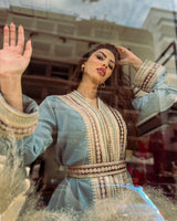 MyTindy Baby Blue & Gold Kaftan, view 4