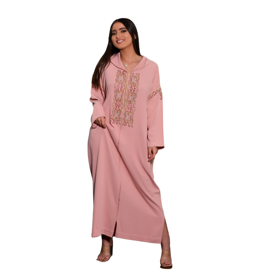 MyTindy Baby Pink Embroidered Djellaba