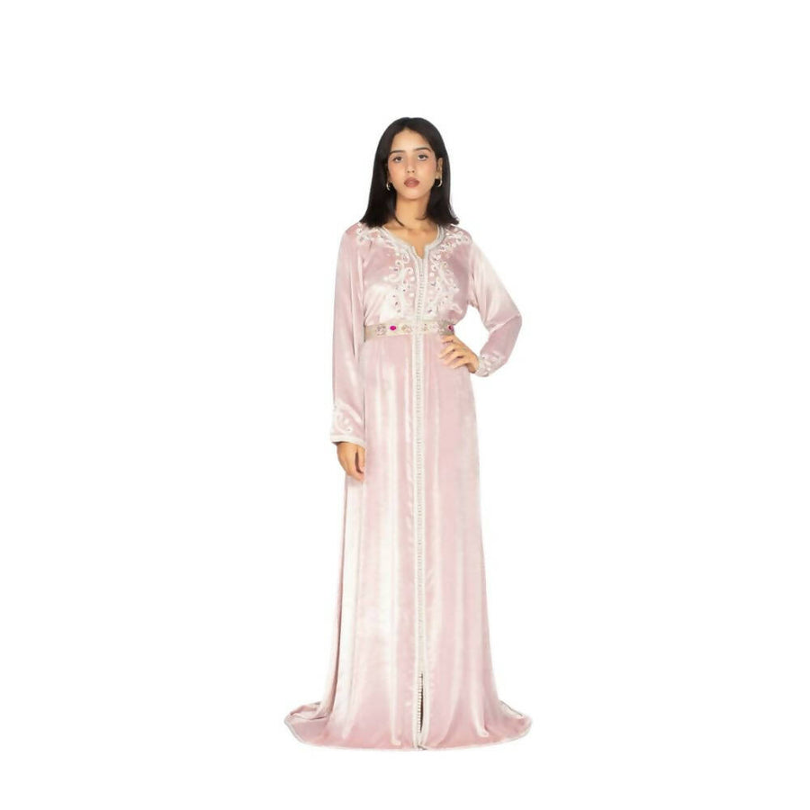 MyTindy Baby Pink Velvet Kaftan