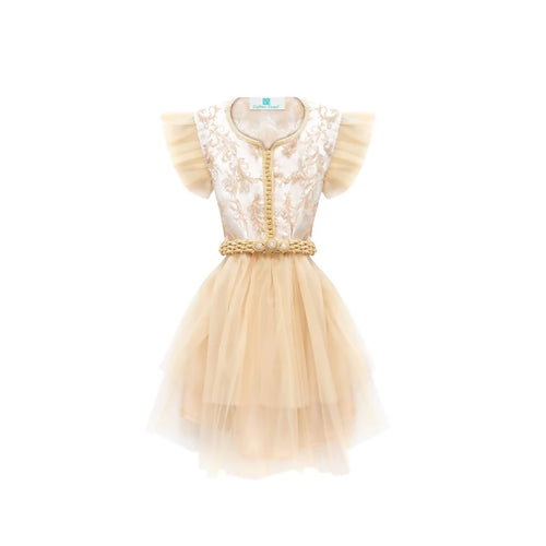 MyTindy Beige bud Moroccan kaftan for girls kids
