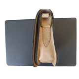 MyTindy Beige Leather Cross Body Bag with Hamsa Engraving, view 4