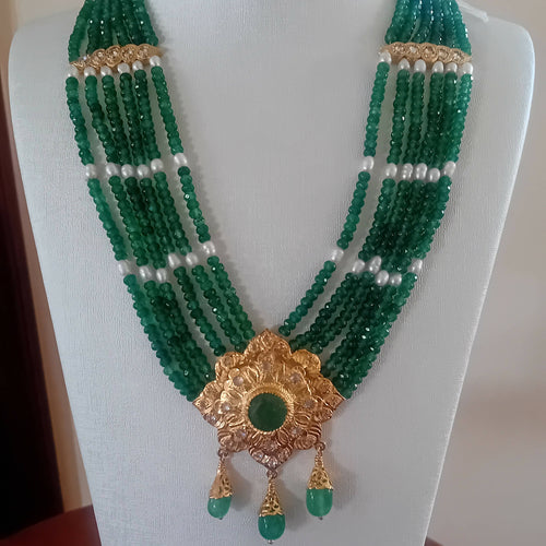 MyTindy Beldi Green and White Moroccan Necklace