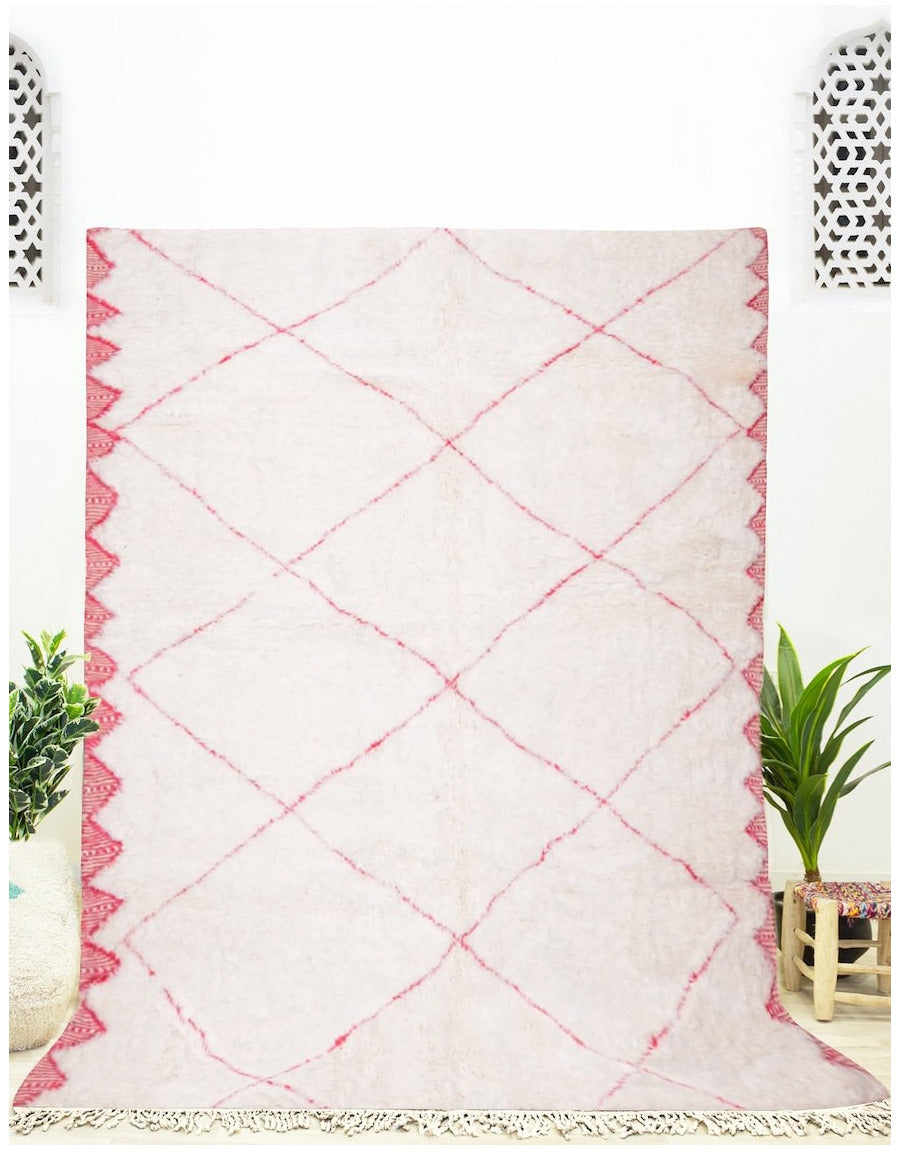 MyTindy Beni Mrirt Moroccan White Pink Rug
