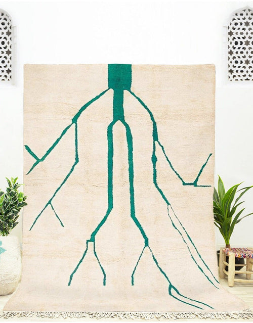 MyTindy Beni Mrirt Moroccan Wool Cream and Green Rug