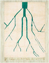 MyTindy Beni Mrirt Moroccan Wool Cream and Green Rug, view 2