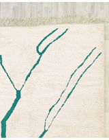 MyTindy Beni Mrirt Moroccan Wool Cream and Green Rug, view 4
