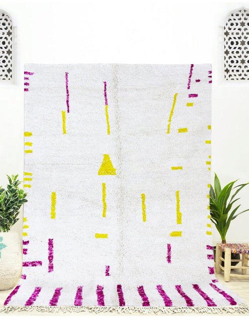 MyTindy Beni Mrirt Moroccan Wool Pink Yellow Cream Rug