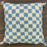 MyTindy Berber Pillow Sky Blue Checkered, view 2