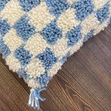 MyTindy Berber Pillow Sky Blue Checkered, view 4