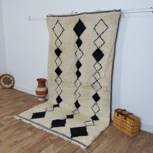 MyTindy Berber Rug 5x8 Ft, Tapis Berbere, Moroccan Rug Hand Knotted, Beni Ourain Rug, All Wool Berber Rug, Custom Rug, Handmade Rug 5x8