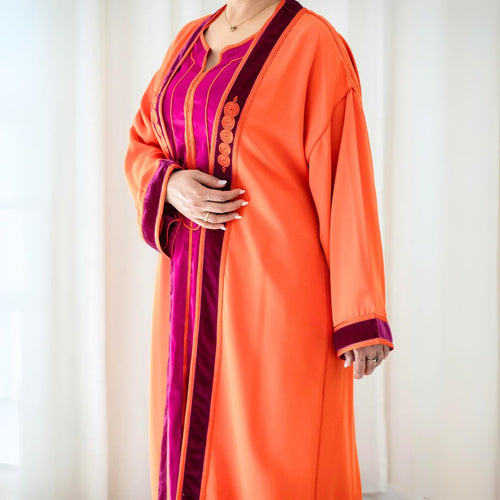 MyTindy BILA Orange and Pink 2 piece Moroccan Kimono