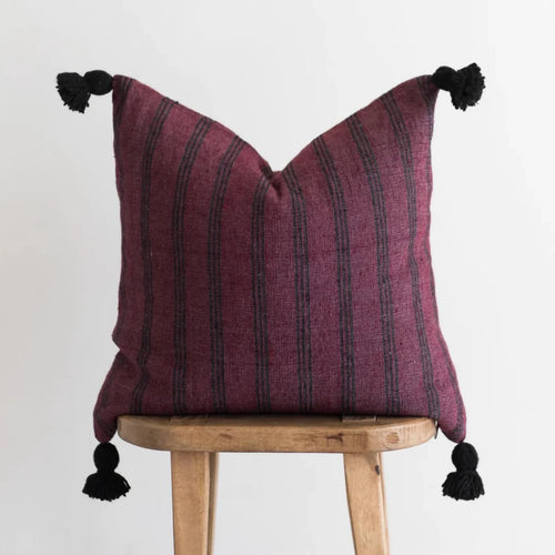 MyTindy Black And Burgundy Stripe Cushion Cover