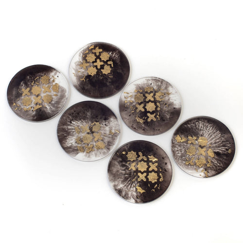 MyTindy Black and Gold Resin Coasters