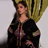 MyTindy Black and Purple Embroidered Kaftan, view 2