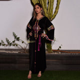 MyTindy Black and Purple Embroidered Kaftan, view 3