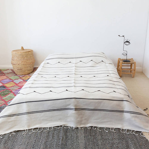 MyTindy Black and White Moroccan Bed Spread