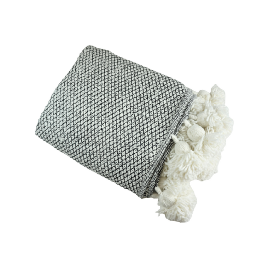 MyTindy Black and White Moroccan Blanket