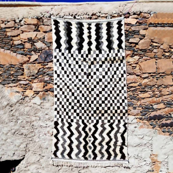 MyTindy Black and White Moroccan Rug