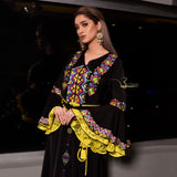 MyTindy Black and Yellow Embroidered Kaftan, view 2