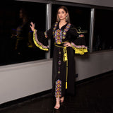 MyTindy Black and Yellow Embroidered Kaftan, view 3