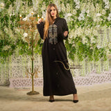 MyTindy Black Djellaba with Pearls, view 3