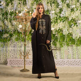 MyTindy Black Djellaba with Pearls, view 4
