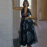 MyTindy Black Dress with Silver Flowers, view 4