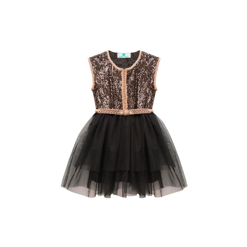 MyTindy Black Eclat Moroccan Kaftan for girls kids