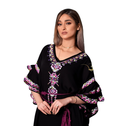 MyTindy Black Embroidered Kaftan