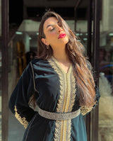 MyTindy Black & Gold Velvet Kaftan, view 3