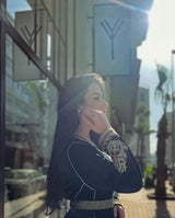MyTindy Black & Gold Velvet Kaftan, view 4