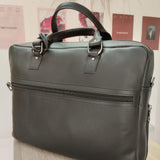 MyTindy Black handmade leather computer bag, view 2