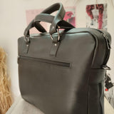 MyTindy Black handmade leather computer bag, view 6