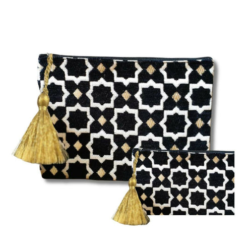 MyTindy Black Moroccan clutch bag, large