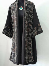 MyTindy Black Moroccan Embroidered Kimono, view 2