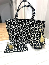 MyTindy Black Moroccan tote bag with zellige pattern, view 2
