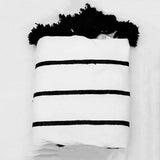 MyTindy Black & White Cotton Blanket, Black POMPOMS, view 3