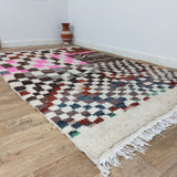 MyTindy Blood Red Handmade Rug, Red & Pink Checkered Rug - Berber style wool rug from Morocco - Modern rug, view 5