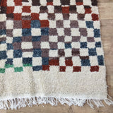 MyTindy Blood Red Handmade Rug, Red & Pink Checkered Rug - Berber style wool rug from Morocco - Modern rug, view 6