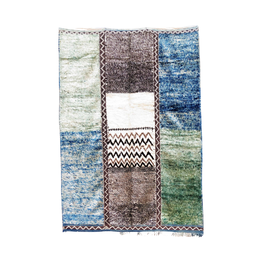 MyTindy Blue and Green Stripes Moroccan Rug
