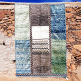 MyTindy Blue and Green Stripes Moroccan Rug, view 2